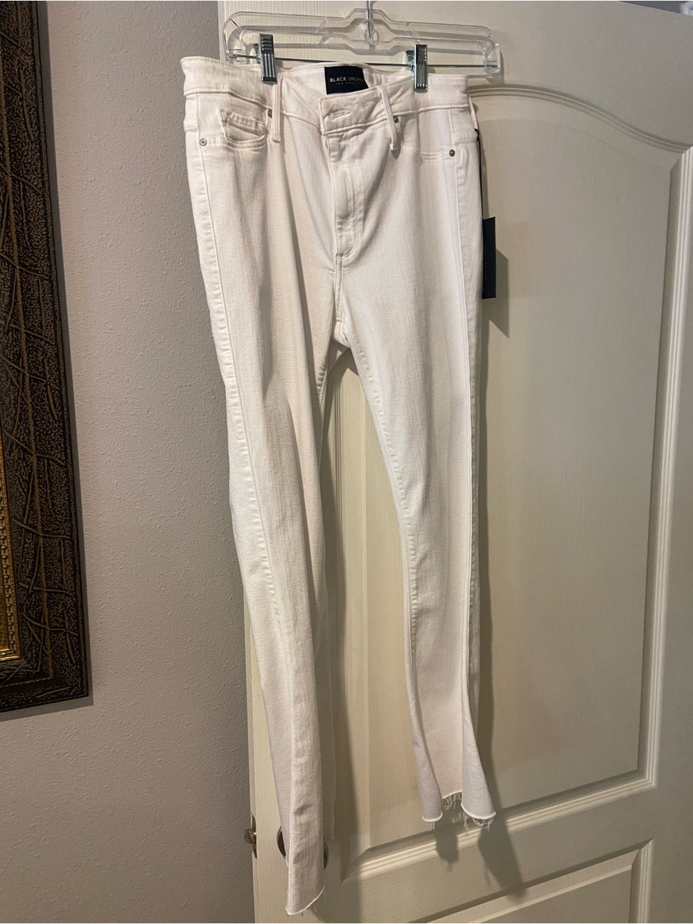 Black Orchid White Skinny Jeans with Raw Hem